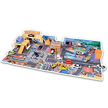 【中古-人並み外れたに好いたらしい】 タカラトミー(TAKARA TOMY) トミカ かんたんおかたづけ! にぎやか響き町 W388×H395×D120粍 車-おもちゃ