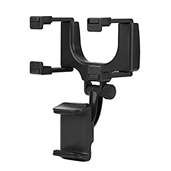 【中古-非常に良い】 バックミラーマウント 電話ホルダー スマホ 車載ホルダー クリップ式 ユニバーサル 調節可能 取り付け簡単 360度回転可能 多機種対応 ブラッ