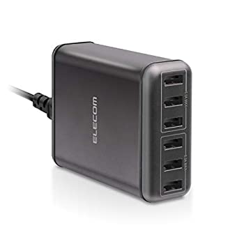【中古-非常に良い】 エレコム USB コンセント 充電器 合計60W USB-A×6 【 iPhone iPhone13シリーズ対応 Android タブレット 対応 】 ブラック EC-ACD01BK