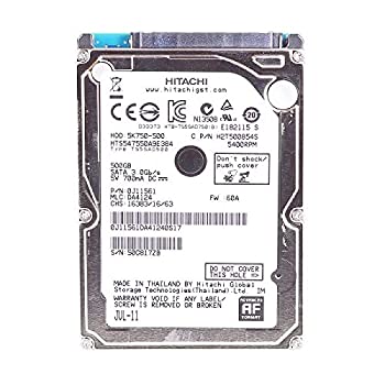 【中古-人並み外れたに好いたらしい】 HGST HTS547550A9E384-NDW-RC 500GB 5.4K RPM 2.5in 9.5粍 SATA