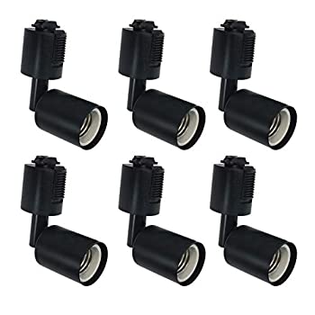 【未使用】【中古】 ライティングバー用スポットライト E26口金 電球なし 配線ダクトレール用器具 照射角度調節可能 ブラック 6個セット
