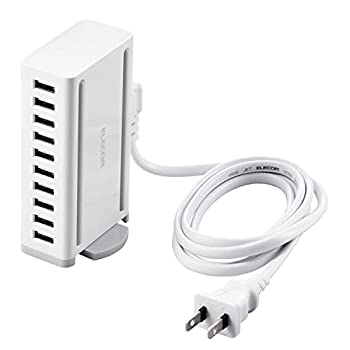 【中古-非常に良い】 エレコム USB充電器 60W 合計最大出力 USB-A×10 【 iPhone Android 各種タブレット 対応 】 ACケーブル付属 1.5m EC-ACD04WH