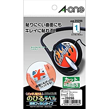 【未使用】【中古】 エーワン ラベルシール のびるラベル 透明 はがきサイズ ノーカット 5シート 29296