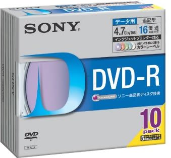 【中古-非常に良い】 SONY DVD-R 4.7GB データ用 16倍速対応 カラーMixプリンタブル 10枚パック 10DMR47HPXH