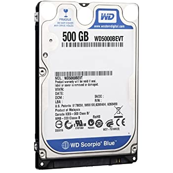【未当て嵌める】【中古】 Western Digital 2.5in内蔵HDD Serial-ATA 5400rpm 500GB 8MB WD5000BEVT