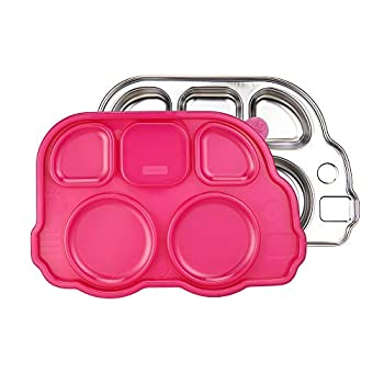 【中古】【インポート品・未当て嵌める】Innobaby Din Din Smart Stainless Divided Platter with Sectional Lid%ｶﾝﾏ% Pink by Innobaby