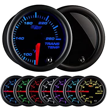 【中古】【インポート品・未当て嵌める】GlowShift Tinted 7 Color 260 F Transmission Temperature Gauge Kit - Includes Electronic Sensor - Black Dial - Smoked Lens - for Car \u0026 T
