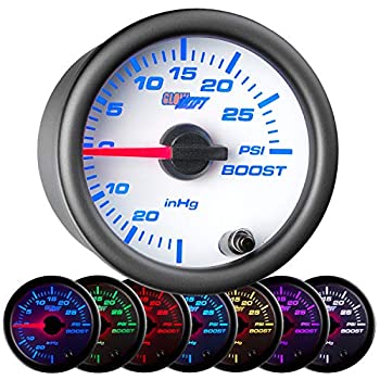 【中古】【輸入品・未使用】GlowShift White 7 Color 30 PSI Turbo Boost/Vacuum Gauge Kit - Includes Mechanical Hose & T-Fitting - White Dial - Clear Lens - for Car｜ムジカ＆フェリーチェ店