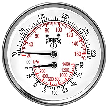 【中古】【輸入品・未使用】Winters TTD Series Steel Dual Scale Tridicator Thermometer with 2 Stem%ｶﾝﾏ% 0-200psi/kpa%ｶﾝﾏ% 3 Dial Display%ｶﾝﾏ% 3-2-3% Accuracy%ｶﾝﾏ%