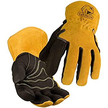【中古】【輸入品・未使用】BSX ビーエスエックス プレミアム グレイン ピッグスキン （豚表革） / カウハイド スプリット （牛漉き革) MIG溶接用 グローブ (M)｜ムジカ＆フェリーチェ店