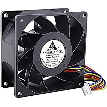 【中古】【インポート品・未当て嵌める】GDSTIME 80粍 x 38粍 8038 PWM 弾丸道路デュアルボールベアリングDC 12V 80粍 落ち居る気違い