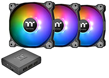 【中古】【インポート品・未当て嵌める】Thermaltake Pure Plus 12 RGB TT 割り増し金～版 120粍 ソフトウエア 丸型 9 抑えつける能力のある LED RGB PWM入れもの 放熱器気違い 3容器に並べる