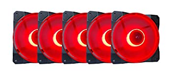 【中古】【輸入品・未使用】Apevia CO512L-RD コスモス 120mm レッド LED ウルトラサイレントケースファン LED16個&振動防止ゴムパッド付き (5パック)