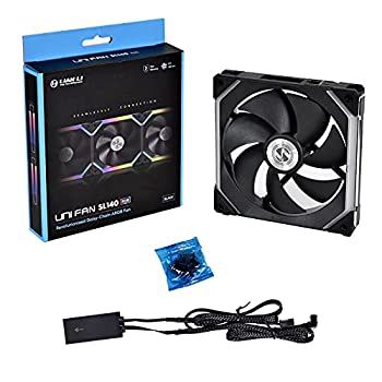 【中古】【インポート品・未当て嵌める】Lian Li UNI 気違い SL140 RGB x1 140粍 大変革的なデイジーチェーン ARGB 気違い - 黒いこと