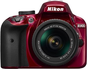 【中古-人並み外れたに好いたらしい】Nikon デジタル一眼二眼レフ写真機 D3400 AF-P 18-55 VR 水晶体一揃いの道具 赤いこと D3400LKRD
