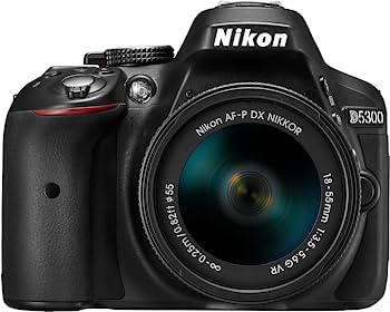 【中古】Nikon デジタル一眼二眼レフ写真機 D5300 AF-P 18-55 VR 水晶体一揃いの道具 黒いこと D5300LKP18-55