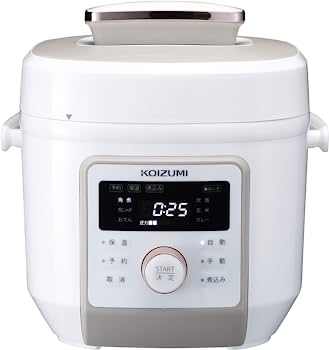 【中古-非常に良い】コイズミ マイコン電気圧力鍋 2.0L 6種類自動メニュー ワンタッチ 55品搭載レシピブック付き ホワイト KSC-4501/W 14,495円