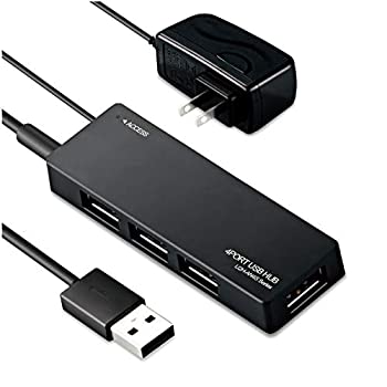 【中古】【輸入品・未使用】エレコム USB2.0 ハブ 4ポート ACアダプタ付 セルフ/バス両対応 Nintendo Switch動作確認済 ブラック U2H-AN4SBK|ムジカ&フェリーチェ店