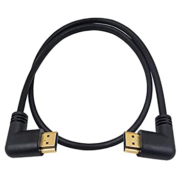 【中古】【輸入品・未使用】Exuun L字型HDMI 2.0オス・オスケーブル 1.5Ft / 50cm 金メッキ ハイスピード HDMI L字型オス対L字型オスケーブル 60Hz、4K 2K (オス/オス 左-右