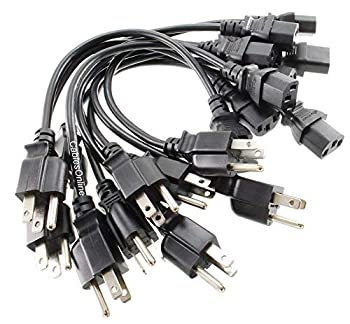 【中古】【輸入品・未使用】CablesOnline 10パック 1フィート ショート3コンダクターPC電源コード 18AWG NEMA 5-15p IEC C13ケーブル PC-111-10