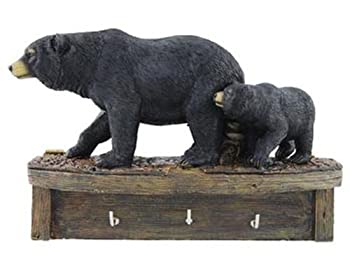 【中古】【輸入品・未使用】Black Bear Family Cub キーホルダー ラック フック 彫刻 壁掛け 8インチ