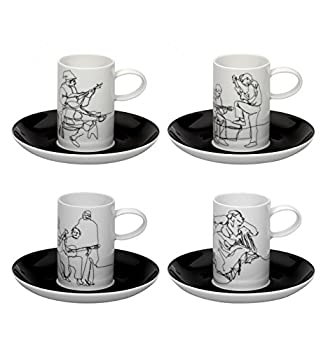 【中古】【輸入品・未使用】VISTA ALEGRE - FADO (Ref # 21104176) Porcelain Set of 4 Espresso Coffee Cups & Saucers - 4本のエスプレッソコーヒーカップ&ソーサーの磁|ムジカ&フェリーチェ店