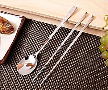 【中古】【インポート品・未当て嵌める】[QUEEN SENSE] ステンレススチールスプーンと箸12仕掛ける / Stainless Steel Spoon and Chopsticks 12Set / タートルパッティング / Turtle patten / 食