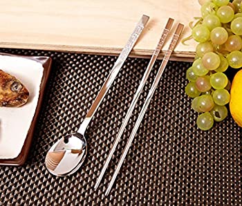 【中古】【インポート品・未当て嵌める】[KITSM SENSE] ステンレススチールスプーンと箸12仕掛ける / Stainless Steel Spoon and Chopsticks 12Set / 水晶お定まり / Crystal patter