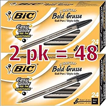 【中古】【輸入品・未使用】値パックof 48???BIC Cristal太字(1.6?MM) ボールペン、ブラック、48?Ct (msbp241-bk)