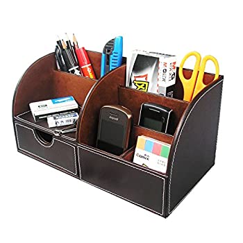 【中古】【輸入品・未使用】LEVIN 小物収納ボックス 7格PUレザーボックス 卓上 収納ケース リモコンラック 収納ボックス (ダークブラウン) [並行輸入品]