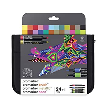 【中古】【輸入品・未使用】Winsor & Newton(ウィンザー＆ニュートン) ミックス マーカー セット－プロマーカー、 筆ペン タイプ、メタリック、蛍光ペン、ツイン ペン マー