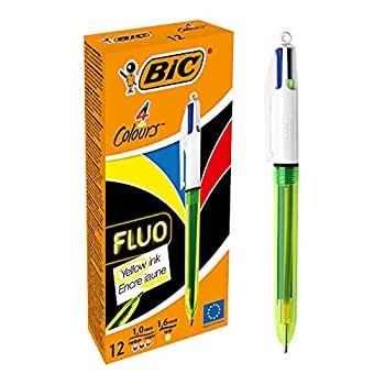 【中古】【輸入品・未使用】C/12 BOLIGRAFOS BIC 4 COLORES FLUO MEDIUM