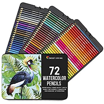【中古】【インポート品・未当て嵌める】水彩画色鉛筆72色、携帯電話付き添い人、筆付き添い人、Zenacolor社金属元素ボックス席 - 水彩画色鉛筆仕かける、水溶性24色、絵を描くこと原材料、成年者用塗り絵、絵かき 筆記具-日用品雑貨・文房具・手芸