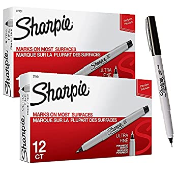 【中古】【輸入品・未使用】Sharpie 精密油性マーカーペン 極細のペン先 黒インク 24個パック (37001)