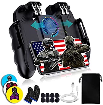 【中古】【輸入品・未使用】4トリガー モバイルゲームコントローラー 冷却ファン調整スタンド付き PUBG/Call of Duty/Fotnite [6フィンガー操作] GAMR+ L1R1 L2R2 ゲームグ