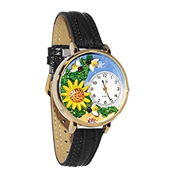 【中古】【輸入品・未使用】ひまわり ゴールドレザー ゴールドフレーム時計#G1210009