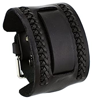 【中古】【輸入品・未使用】ネメシスnw-kブラックWideレザーCuff Wrist Watch Band