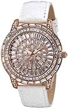 【中古】【輸入品・未使用】[女性用腕時計]Peugeot Women's J6013RG Crystal-Accented Watch with White Leather Band[並行輸入品]