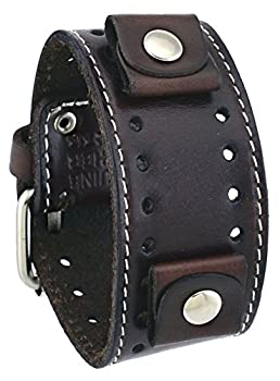 【中古】【輸入品・未使用】ネメシス# sth-bbダークブラウンWideレザーCuff Wrist Watch Band