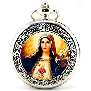 【中古】【輸入品・未使用】Infinite UカトリックBlessed Virgin Maryシルバー中空スケルトンスチールMechanical Pocket Watch｜ムジカ＆フェリーチェ店