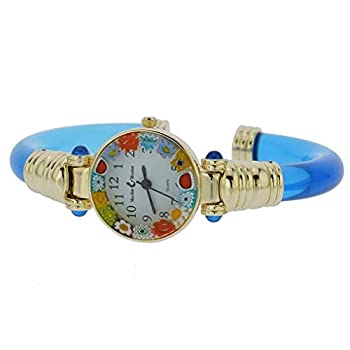 【中古】【輸入品・未使用】GlassOfVenice ムラノガラス ミルフィオリ バングル腕時計ーネイビーブルー