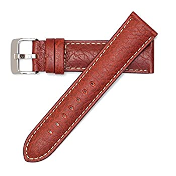 【中古】【輸入品・未使用】Hadley Romaメンズワイドスタイル本革コントラストステッチTan Watchバンド24?mm