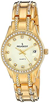 【中古】【輸入品・未使用】プジョーWomen 's ' Crystal ' Quartz Metal andステンレススチールDress Watch ゴールド