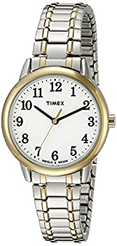 【中古】【輸入品・未使用】Timex 腕時計 Easy Reader ミドルサイズ 伸縮バンド Womens Standard Two-Tone/White