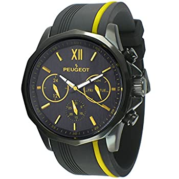 【中古】【輸入品・未使用】プジョーMen 'sクロノグラフスポーツウォッチシリコンバンドマルチdial-yellow|ムジカ&フェリーチェ店
