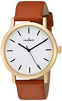 【中古】【輸入品・未使用】[プジョー] Peugeot 腕時計 Unisex Sleek Matte Gold Watch with Tan Leather Srap 2059G [並行輸入品]