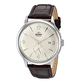 【中古】【輸入品・未使用】Orient メンズ %ﾀﾞﾌﾞﾙｸｫｰﾃ%Bambino Small Seconds%ﾀﾞﾌﾞﾙｸｫｰﾃ% 日本製自動巻き腕時計 レザーストラップ%ｶﾝﾏ% 21mm シャンパン/ステンレススチール