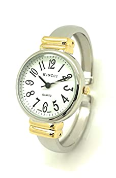 【中古】【輸入品・未使用】Ladies Metal Bangle Cuff WatchラウンドケースホワイトダイヤルWincci