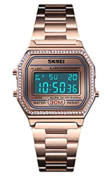 【中古】【インポート品・未当てはめる】ラグジュアリー レディース ウオッチ フルスチール 陰電子 LED デジタル 流行り物 超薄型 保守的 レディース ウオッチ サクラ色ゴールド