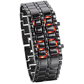 【中古】【輸入品・未使用】レディース メンズ 腕時計 ファッション ノベルティ ラバ レッド ブルー LED デジタル ステンレススチール ブラック ブレスレット 腕時計 レッド｜ムジカ＆フェリーチェ店